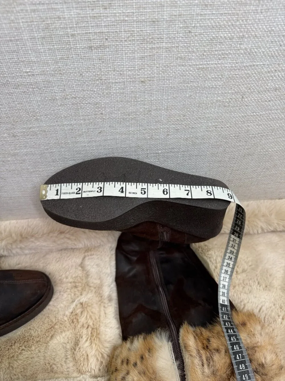 DONALD PLINER Tiara Dark Brown Distressed Suede Wedge Boots with Fur Cuffs